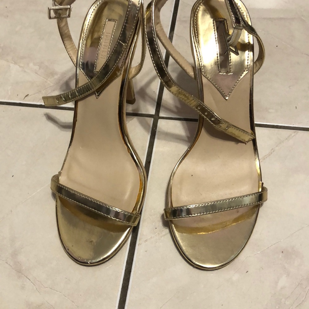 gold ankle strap heels